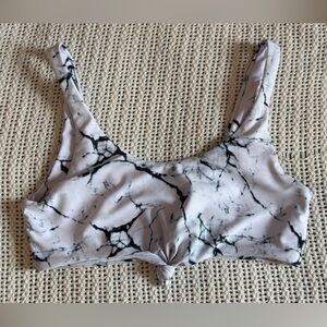 SHEIN Black and White Marble Bikini Top